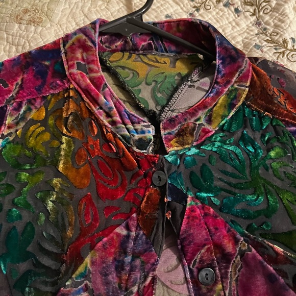 Vintage mesh/velvet button shirt - Picture 3 of 12